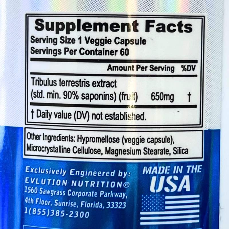 Evl 100 Tribulus 60 Vien Nutrition Facts 1709624892