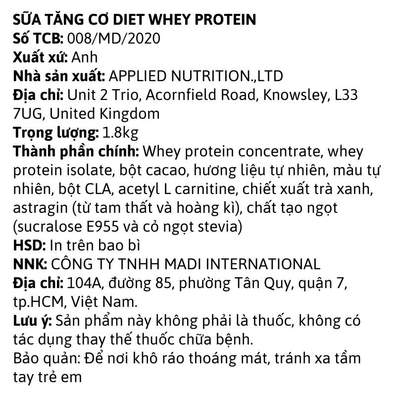 Infor Diet Whey Protein 1 8kg 1702701249