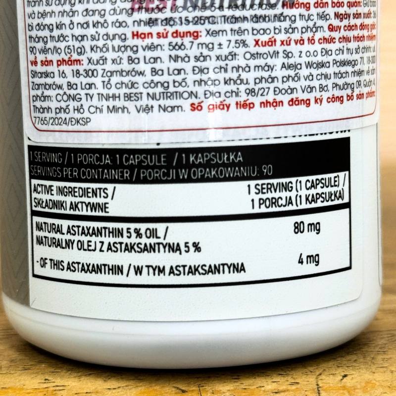 Ostrovit Astaxanthin Forte 90 Vien Supplement Facts 1751872745