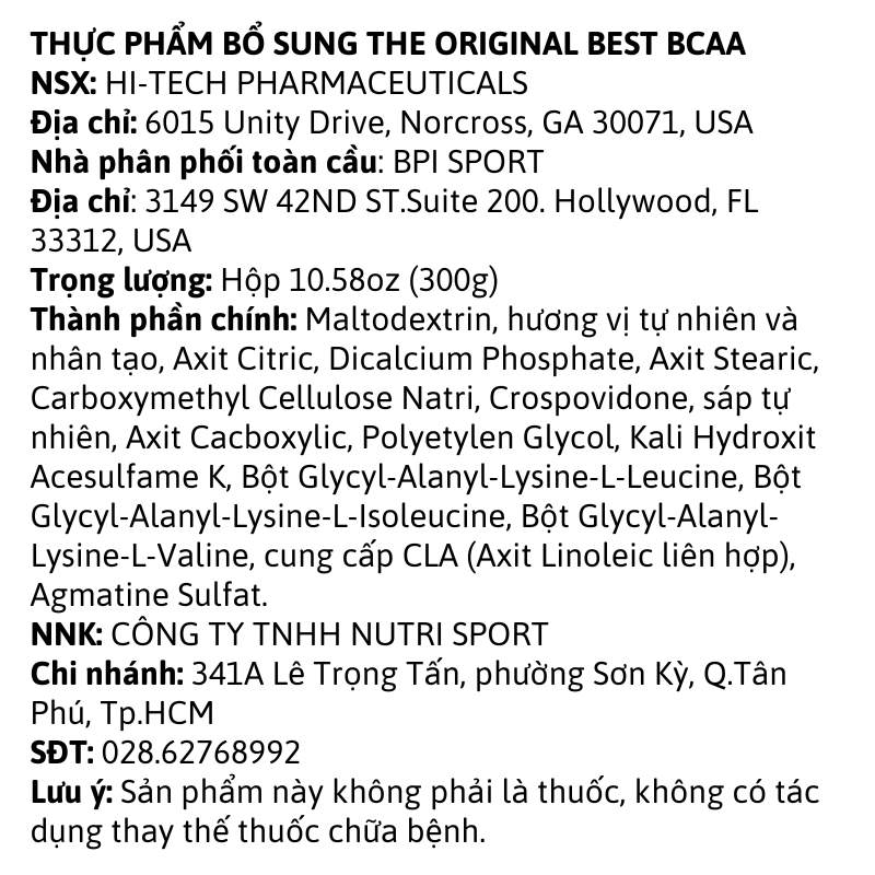 Thong Tin Best Bcaa 30 Servings 1727495736
