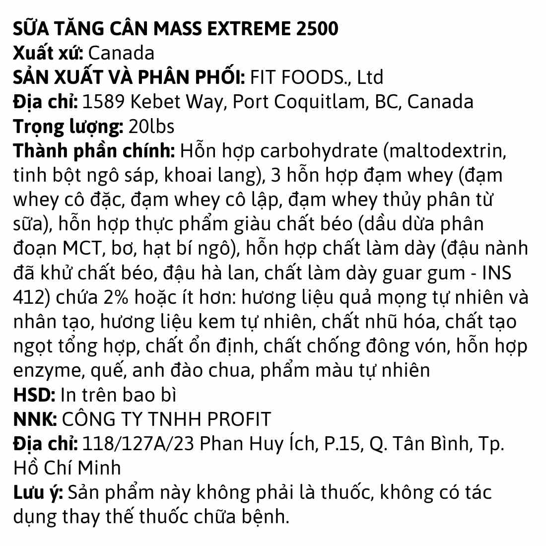 Thong Tin Mass Extreme 2500 20lbs 1708510823