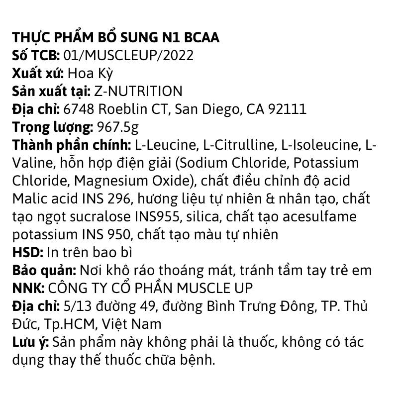 Thong Tin N1protein Bcaa1 90 Servings 1703642106