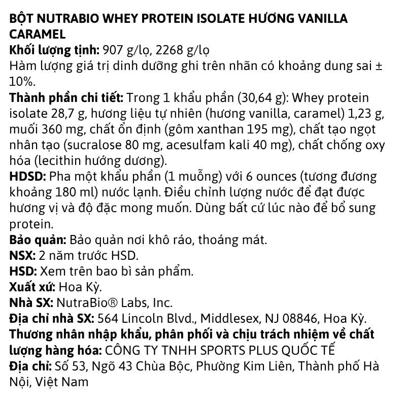 Nutrabio Whey Protein Isolate 1.3lbs-13