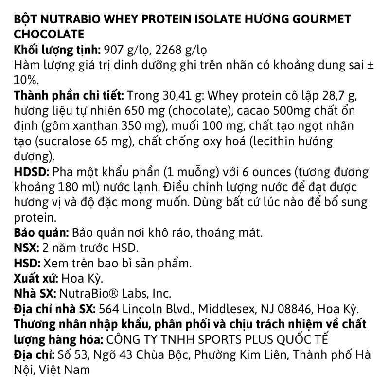 NutraBio Whey Protein Isolate 3.4lbs-6