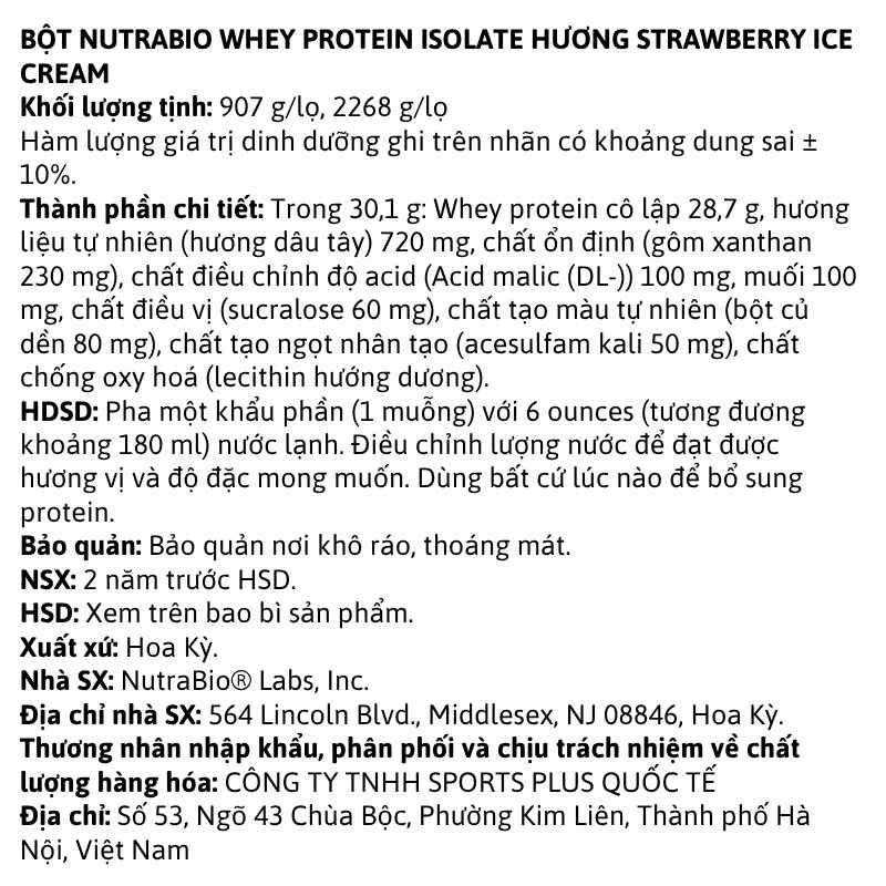 NutraBio Whey Protein Isolate 5lbs-9