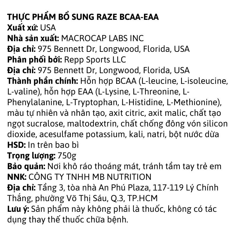 Thong Tin Raze Bcaa Eaa 60 Servings 1703641804