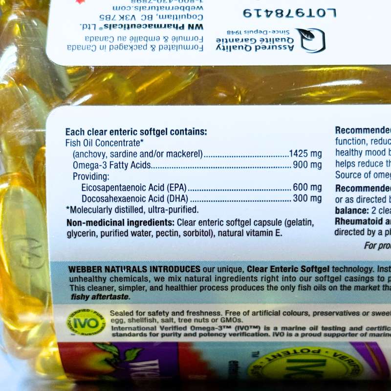 Webber Naturals Triple Strength Omega 3 900mg 120 Vien Supplement Facts 1751939425
