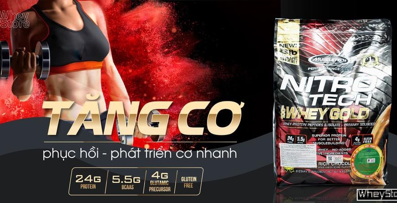 Đánh giá MuscleTech Nitro Tech Whey Gold 8lbs có tốt không?