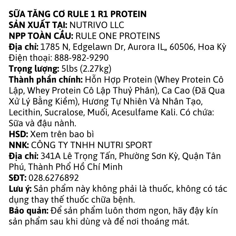 Rule1 Protein 10lbs - Chính Hãng, Giá Tốt 2024