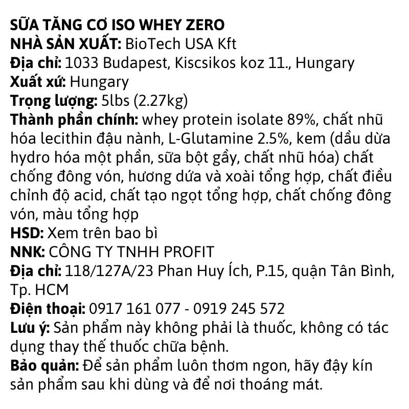 BiotechUSA Iso Whey Zero 5lbs