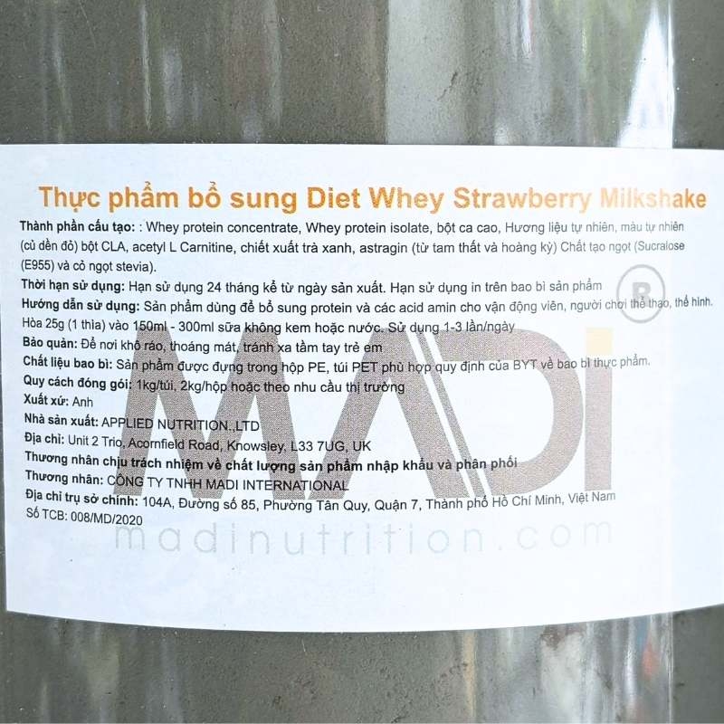 Applied Nutrition Diet Whey Protein 1.8kg