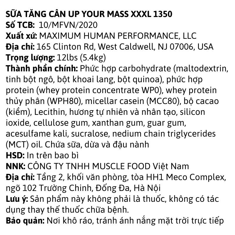 MHP Up Your Mass XXXL 1350 5.4kg