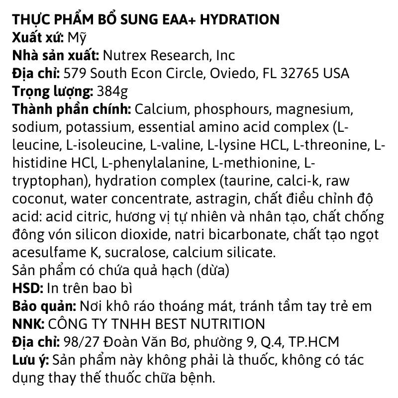 Nutrex EAA + Hydration 30 servings