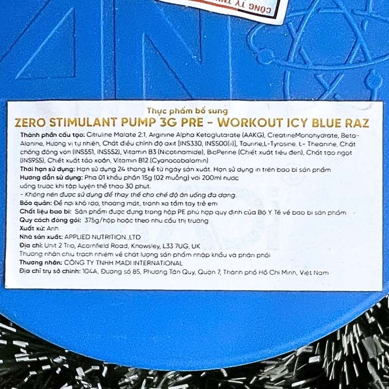 Applied Nutrition PUMP 3G Pre-Workout Zero Stim 25 servings