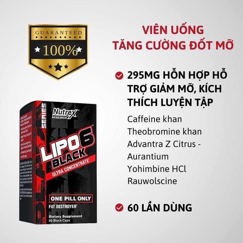 Nutrex Lipo 6 Black Ultra Concentrate Fat Destroyer - 60 viên