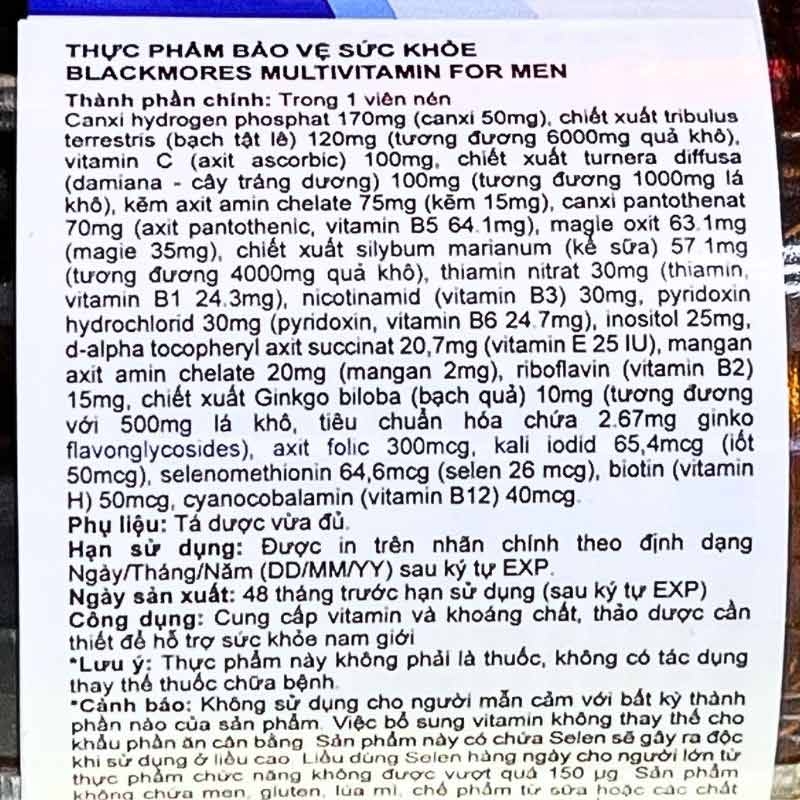 Blackmores Multivitamin For Men - 50 viên