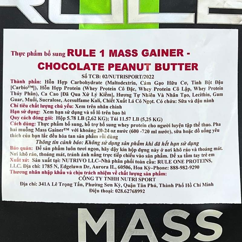 Rule1 Mass Gainer 11.5lbs