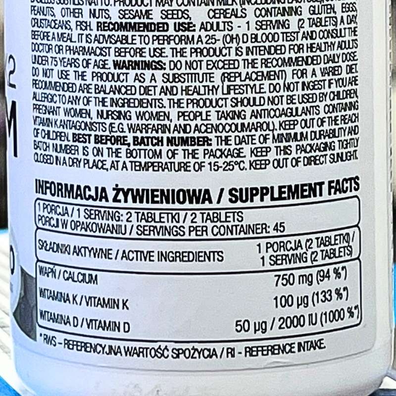 Ostrovit Vitamin D3+K2 Calcium - 90 viên