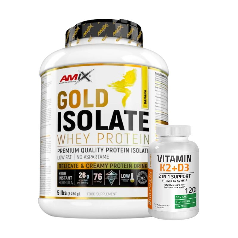 Combo tăng cơ, chắc khỏe xương Amix Gold Isolate + Bronson Vitamin K2+D3