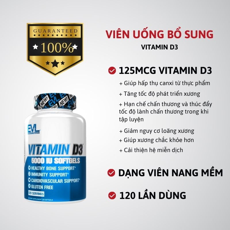 EVL Vitamin D3 5000 IU - 120 viên