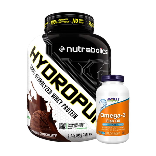 Combo tăng cơ, dầu cá Hydropure + Now Omega-3 Fish Oil