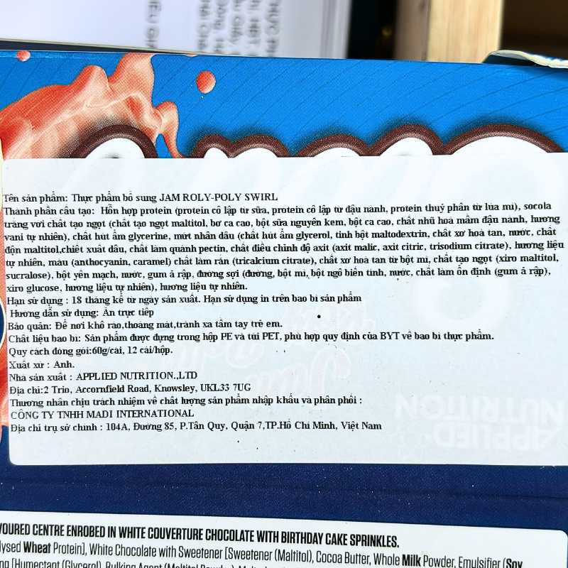 Applied Nutrition Swirl Duo Bar 12 thanh