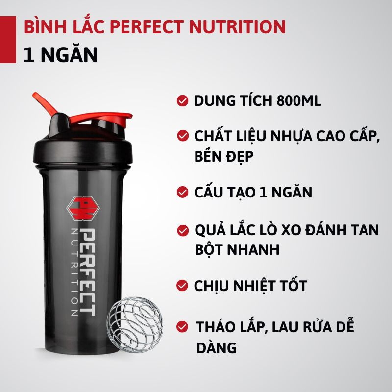 Bình lắc Perfect Nutrition 1 ngăn - 800ml