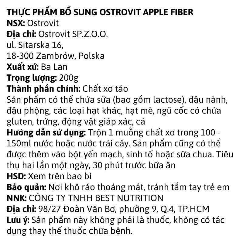 Ostrovit Apple Fiber 40 servings