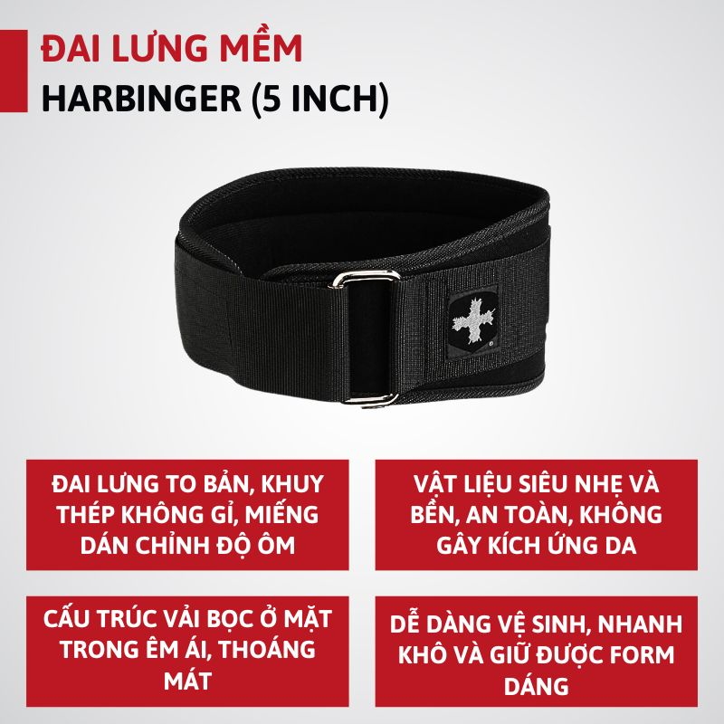 Đai lưng mềm Harbinger 5inch