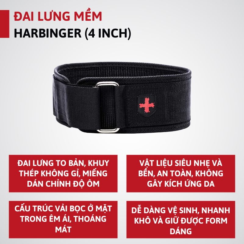Đai lưng mềm Harbinger 4inch