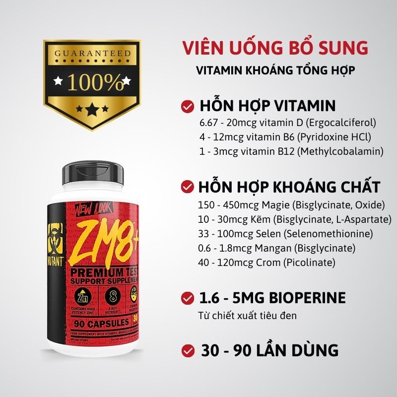 Mutant ZM8+ Premium Test 90 viên - Tăng Sức Mạnh Nam Giới Giá Tốt