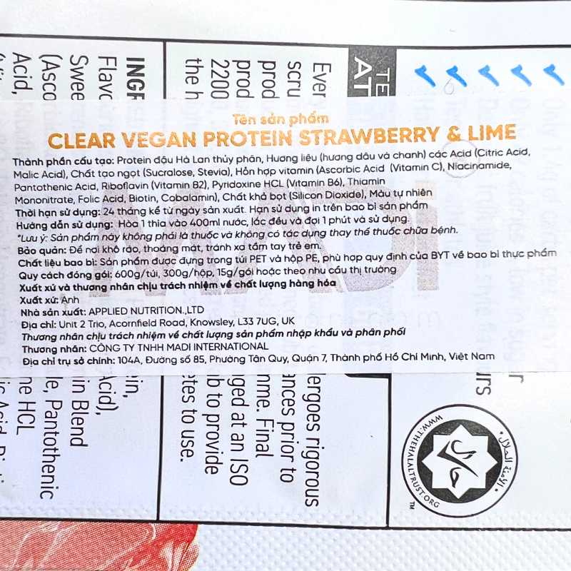 Sample Applied Nutrition Clear Vegan Protein