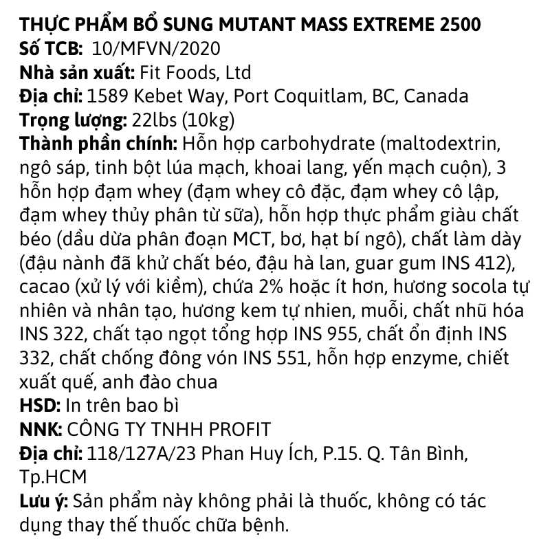 Mutant Mass Extreme 2500 22lbs