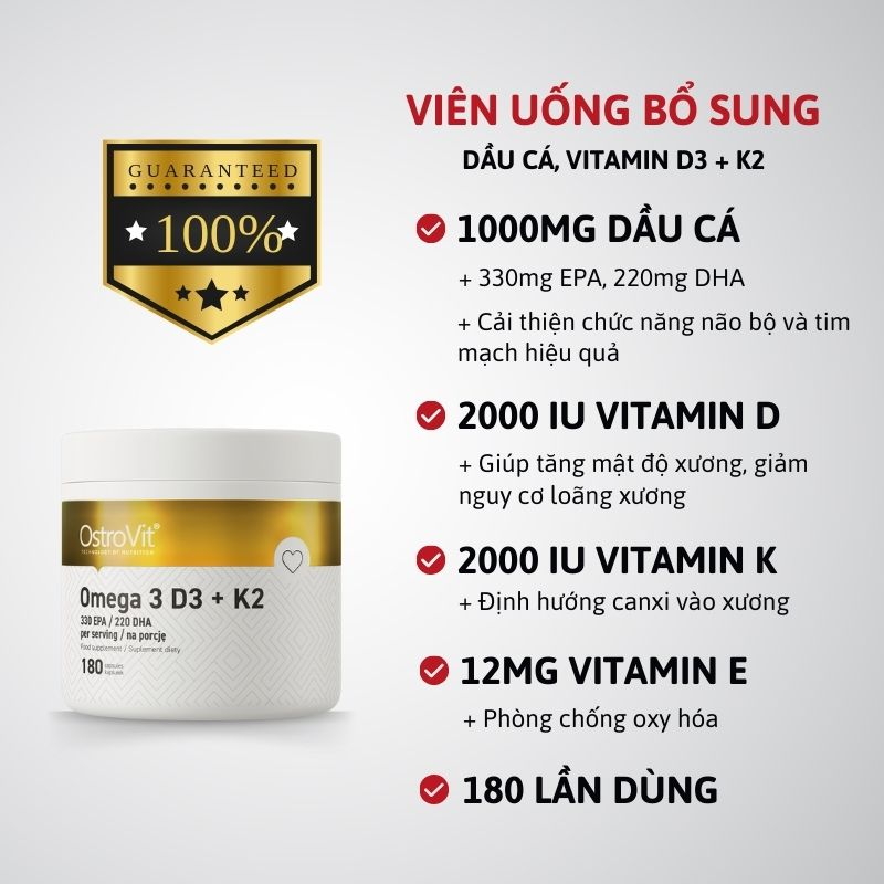Ostrovit Omega 3 D3+K2 - 180 viên