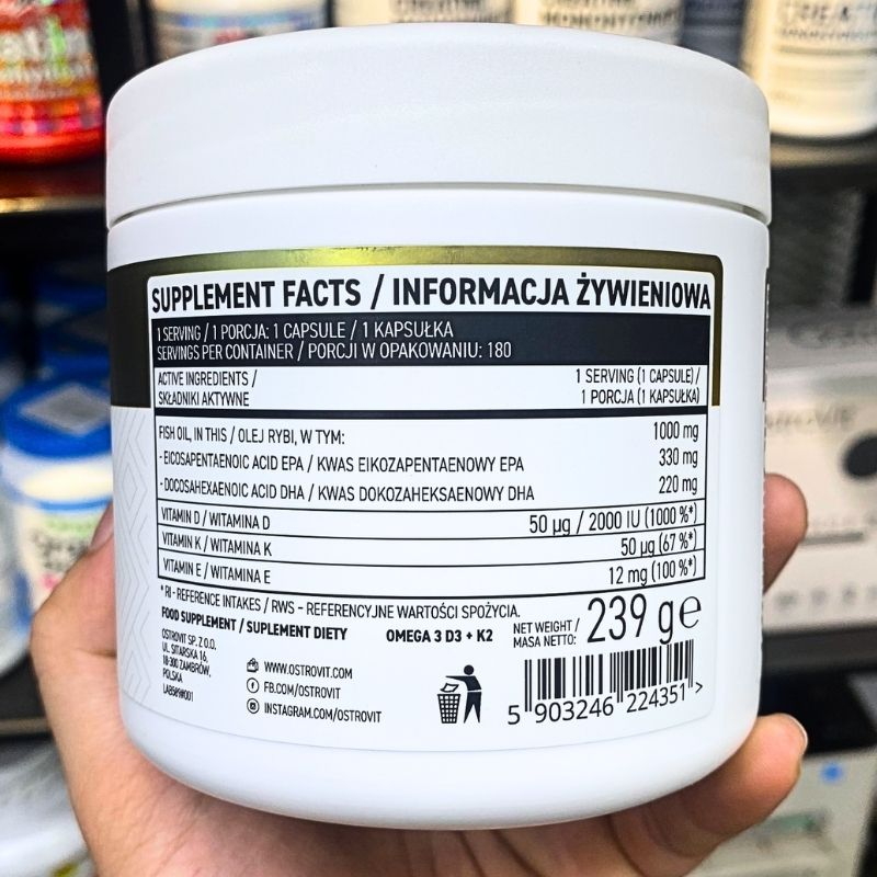 Ostrovit Omega 3 D3+K2 - 180 viên