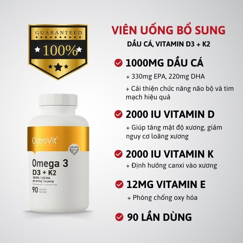 Ostrovit Omega 3 D3+K2 - 90 viên
