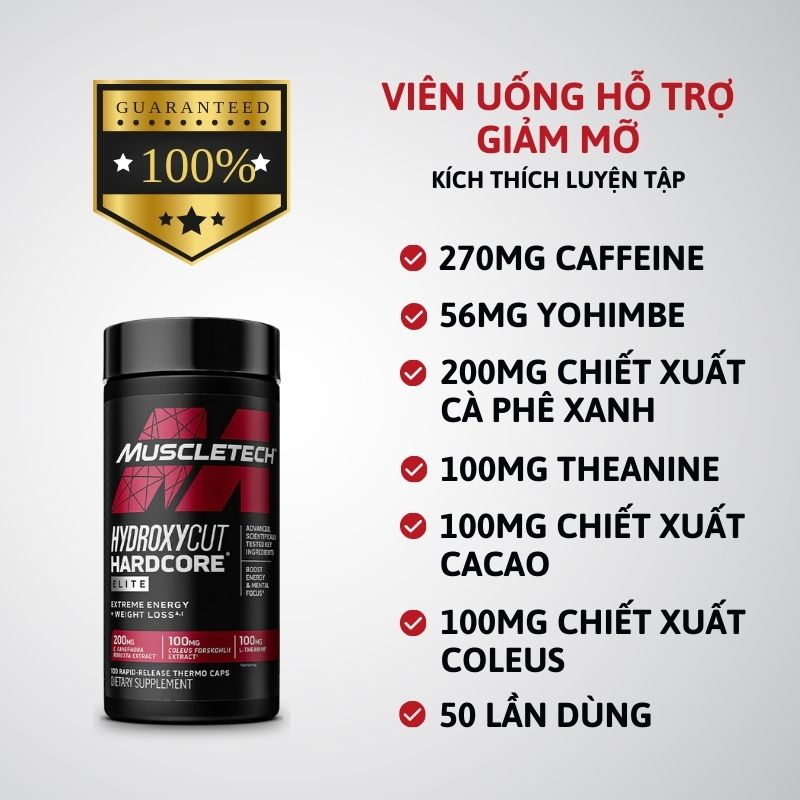 Muscletech Hydroxycut Elite Hardcore - 100 viên