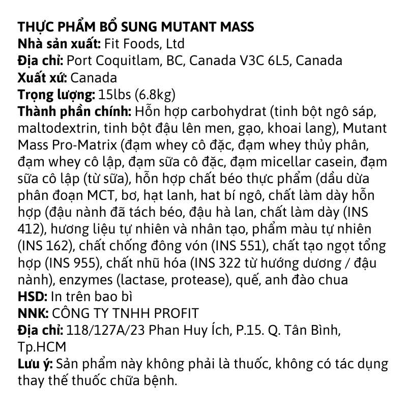 Mutant Mass 15lbs