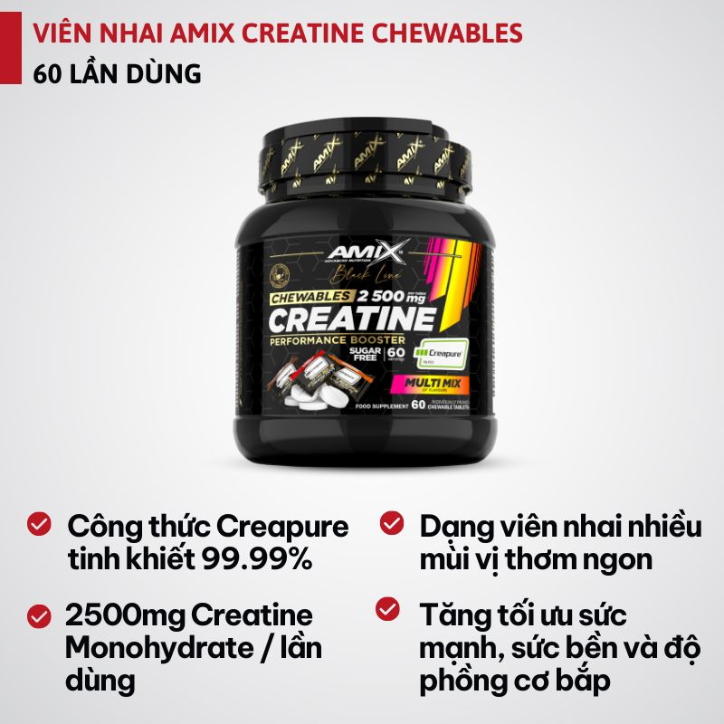 Amix Creatine Chewables - 60 viên