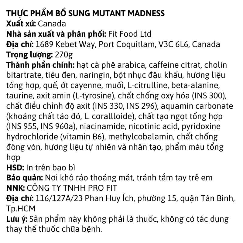 Mutant Madness 30 servings