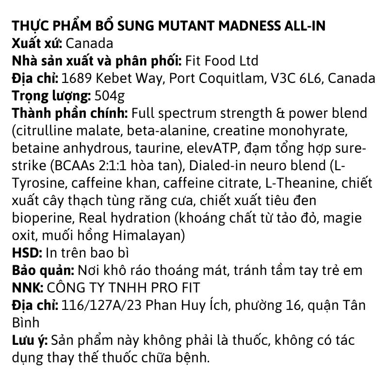 Mutant Madness ALL-IN 36 Servings