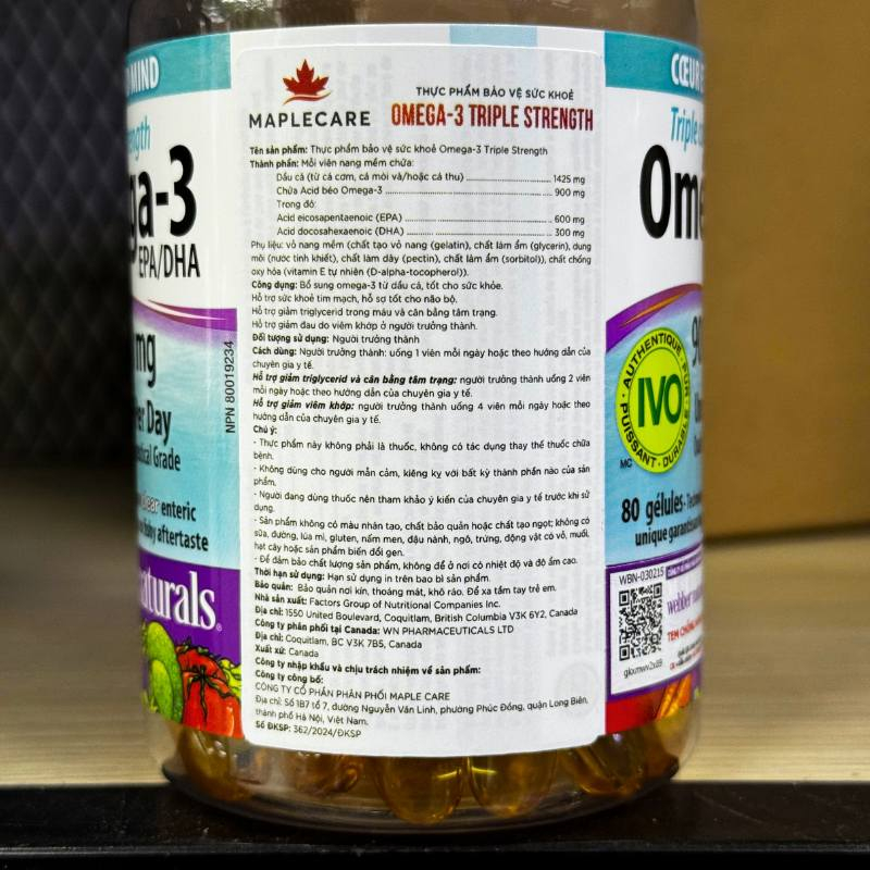 Webber Naturals Triple Strength Omega-3 900mg - 80 viên