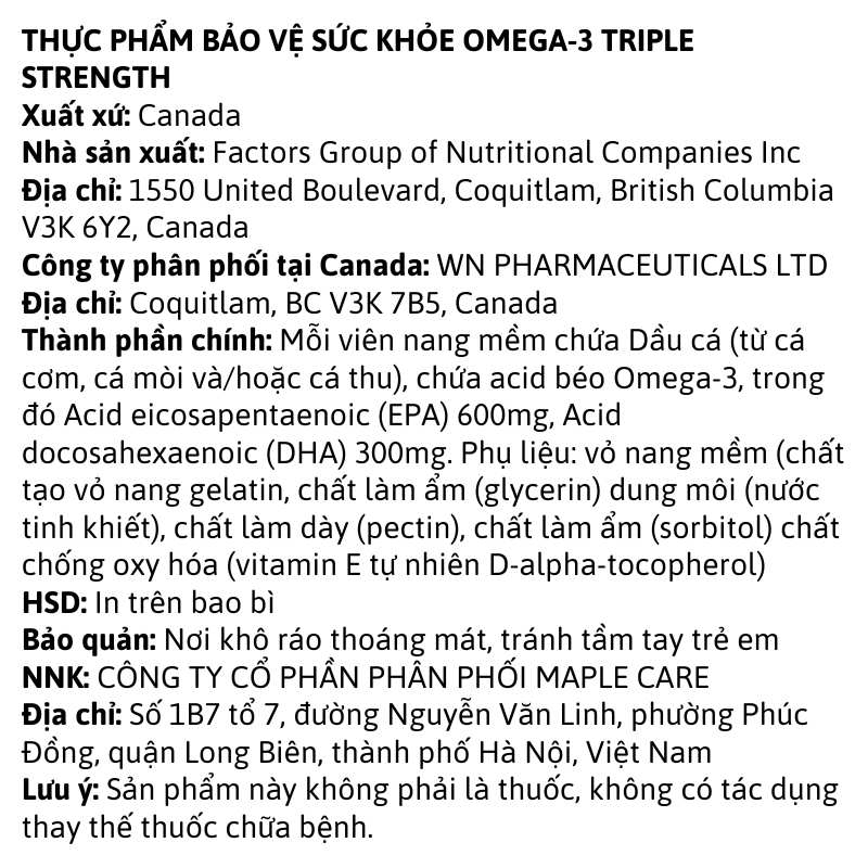 Webber Naturals Triple Strength Omega-3 900mg - 80 viên