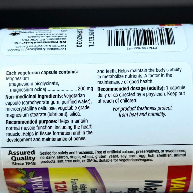 Webber Naturals Magnesium Bisglycinate 200mg - 120 viên