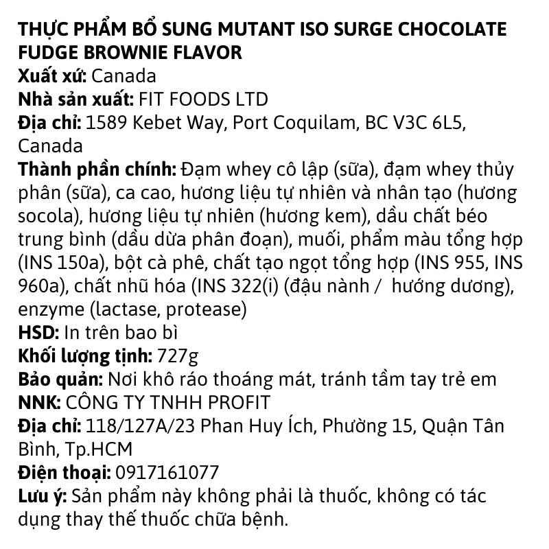 Mutant Iso Surge 1.6lbs