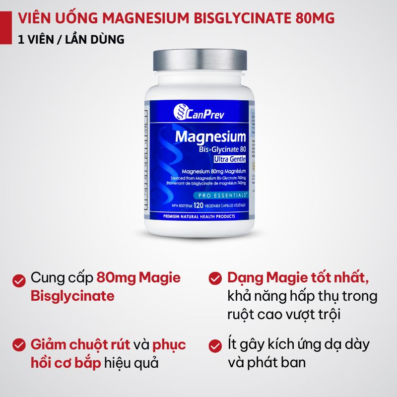 CanPrev Magnesium Bis-Glycinate 80 Ultra Gentle - 120 viên