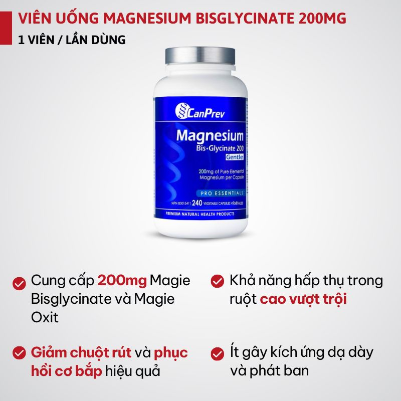 CanPrev Magnesium Bis-Glycinate 200 Gentle - 240 viên