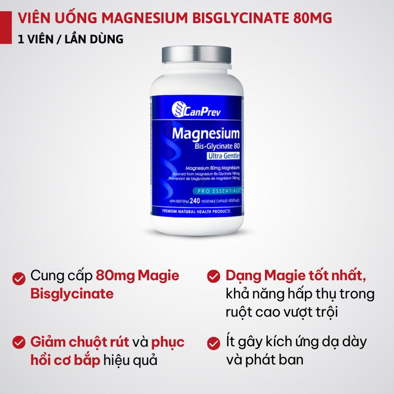 CanPrev Magnesium Bis-Glycinate 80 Ultra Gentle - 240 viên