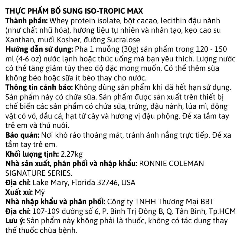 Ronnie Coleman Iso Tropic Max 5lbs