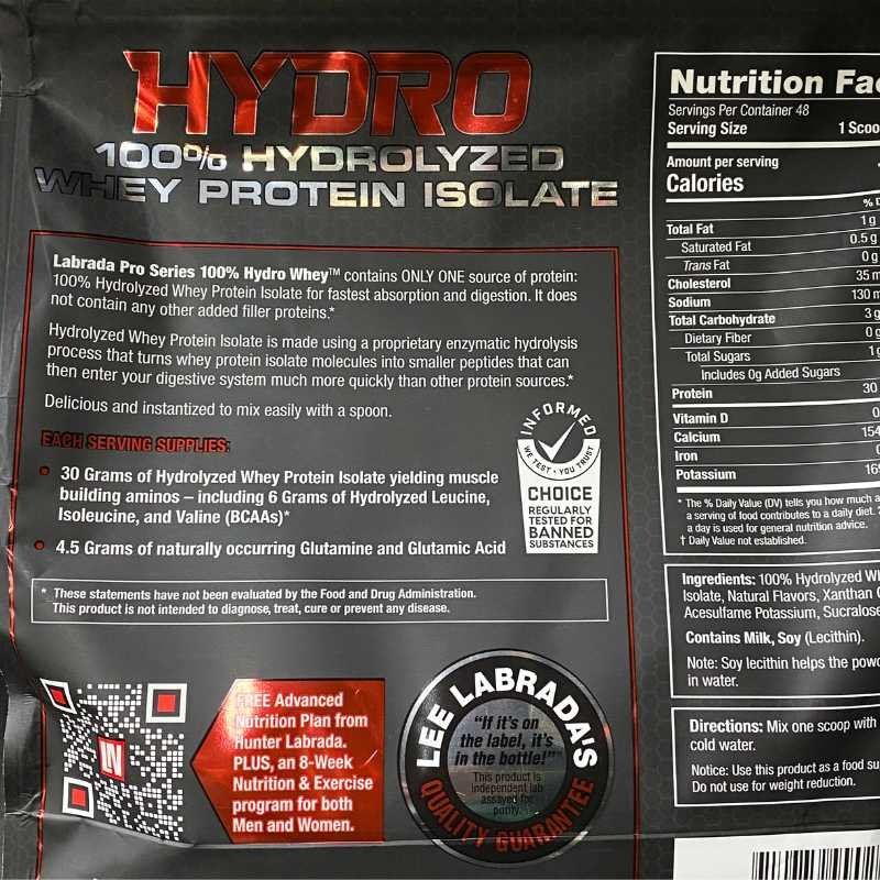 Labrada Pro Series Hydro - 100% Hydrolyzed Whey Protein Isolate 4lbs